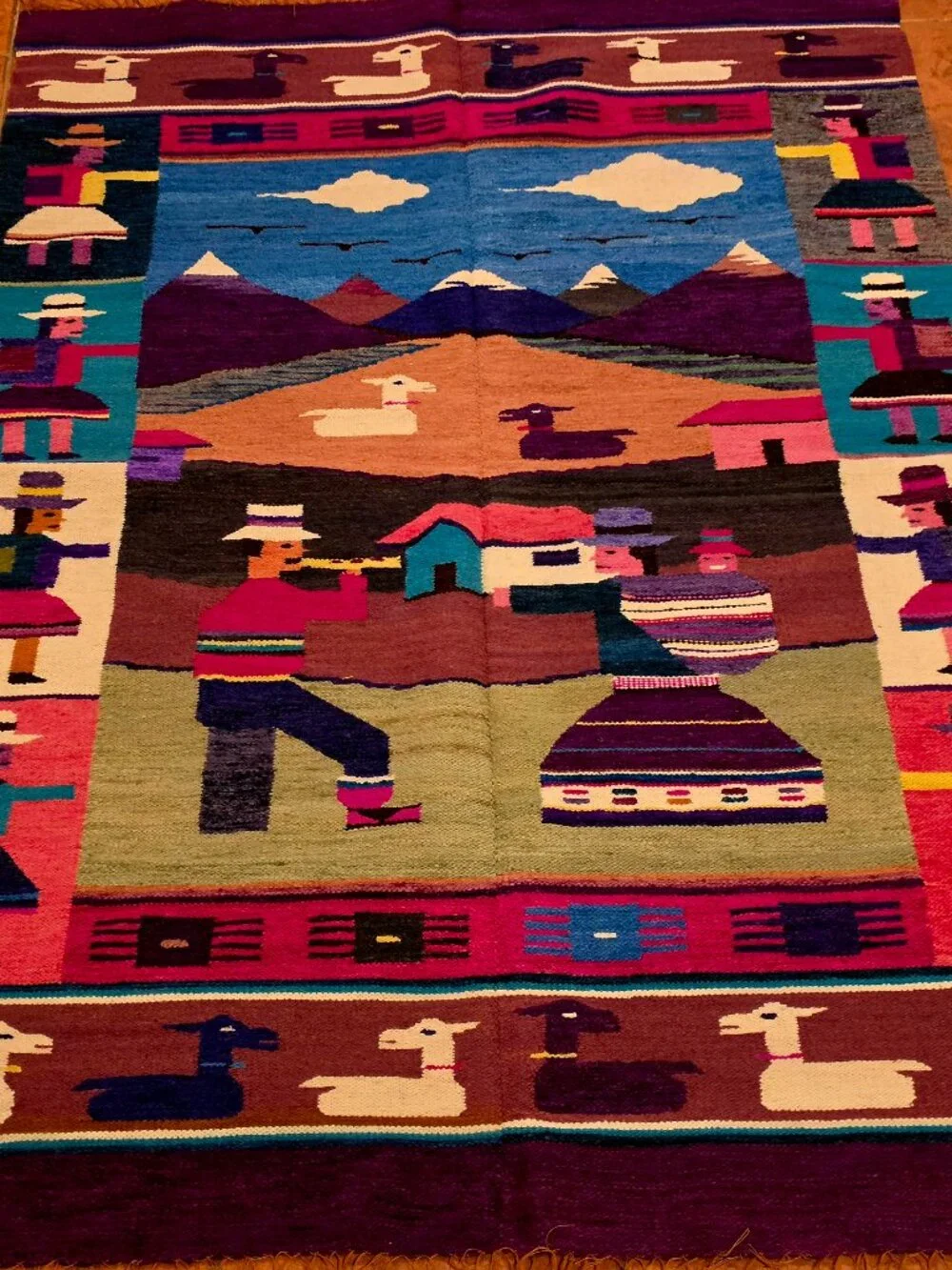 Woven in Tradition, Styled for Your Home. Art Tapestry Alpacas & Mountains